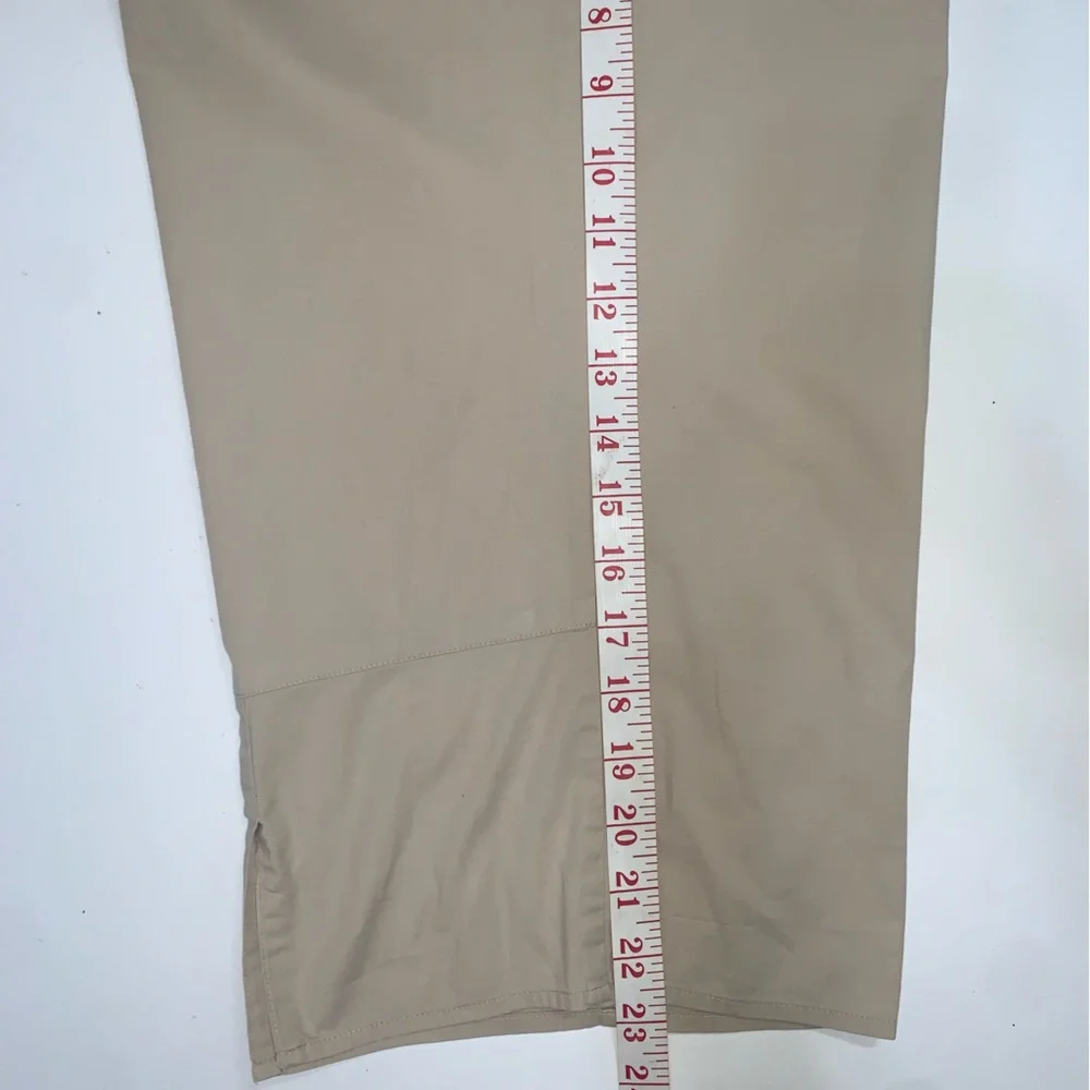 Eileen Fisher Lightweight Poplin Crop Pant Size M Neutral Beige Split Hem - Picture 6 of 8